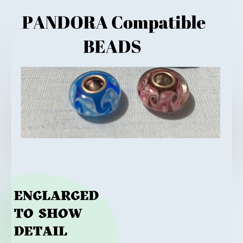 PANDORA COMPATIBLE BEADS - BLING JEWELRY charm beads for bracelets (set of 2)